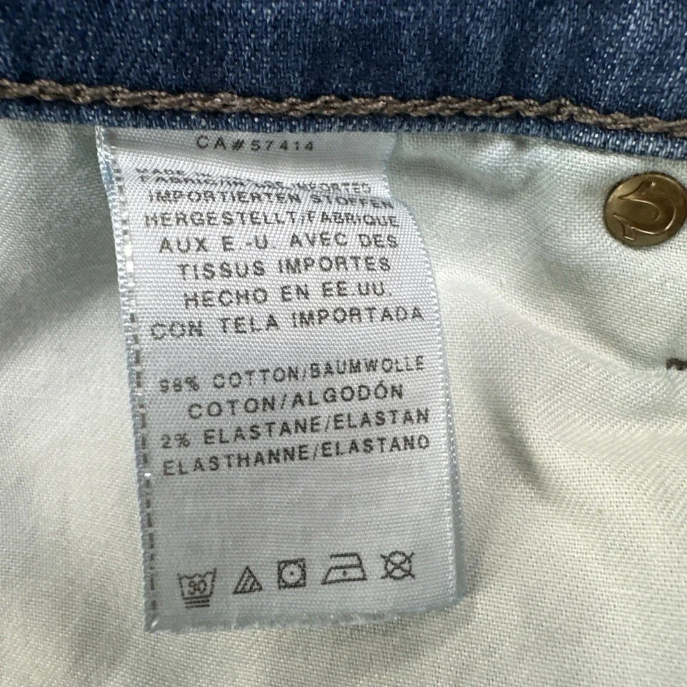 True Religion Geno Relaxed Slim Jeans Men 34 Blue Stretch Whisker Fade USA Made